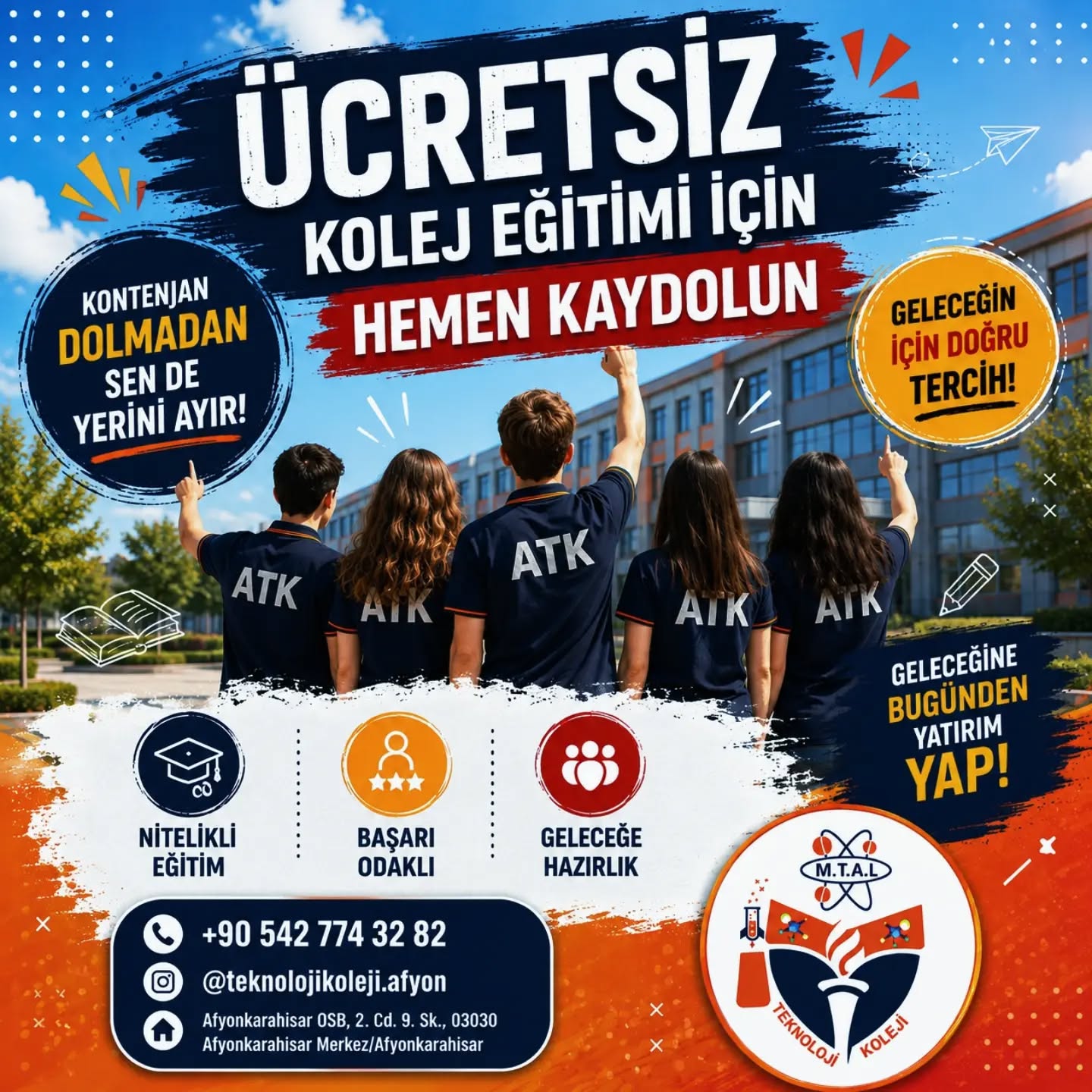 İyi bir gelecek doğru tercihle başlar Sende sınırlı sayında kontenjan dolmadan aramıza katılmak istiyorsan acele et (Instagram paylaşımından görsel)
