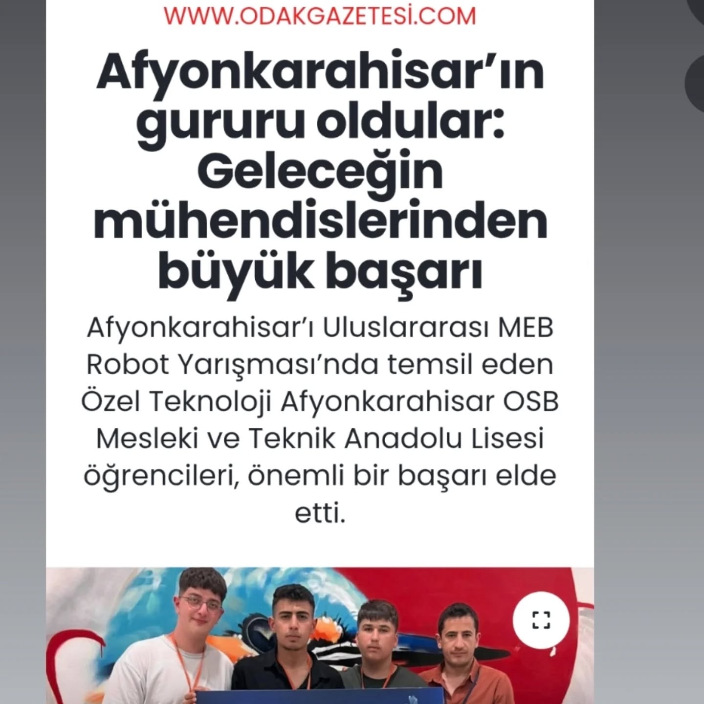 Geleceği Tasarlayan Gençler (Instagram paylaşımından görsel)