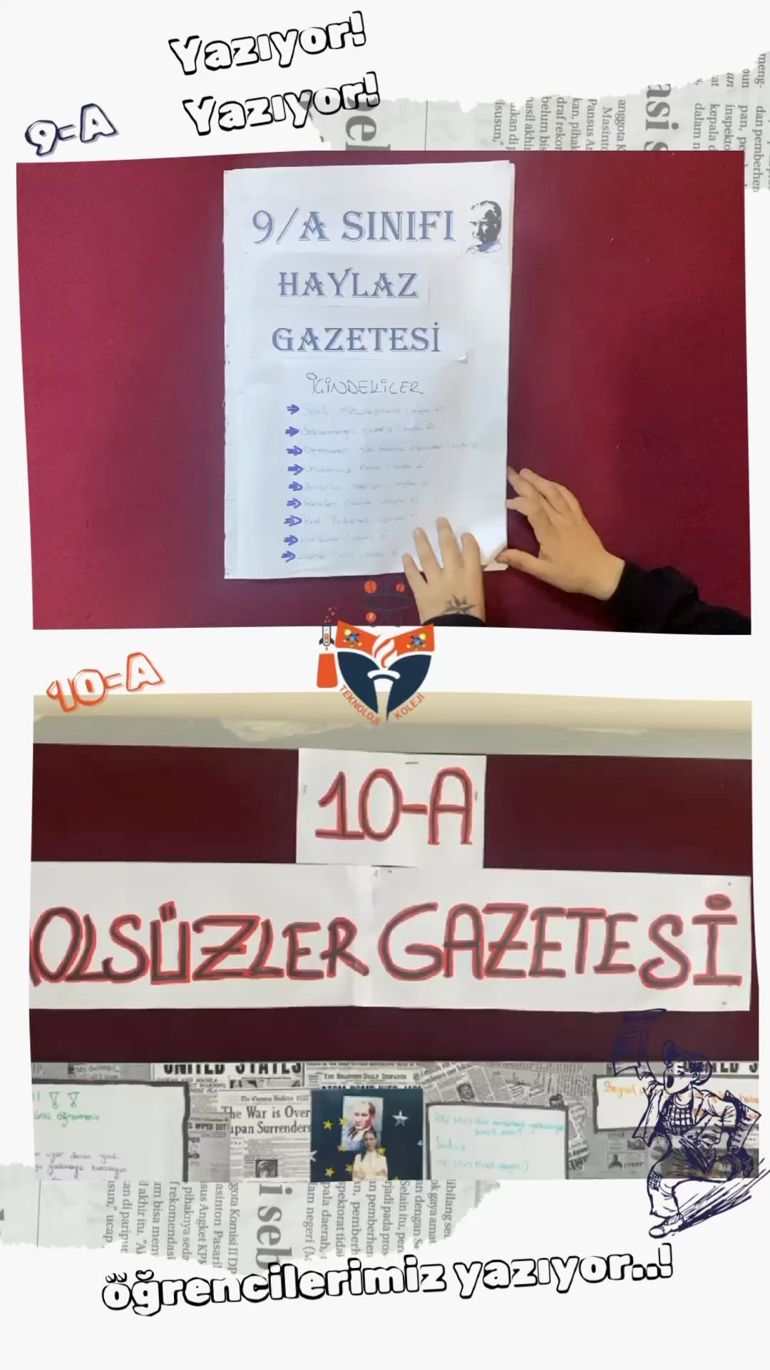 Yazıyor… Teknoloji Koleji Öğrencileri Yazıyor… (Instagram paylaşımından görsel)