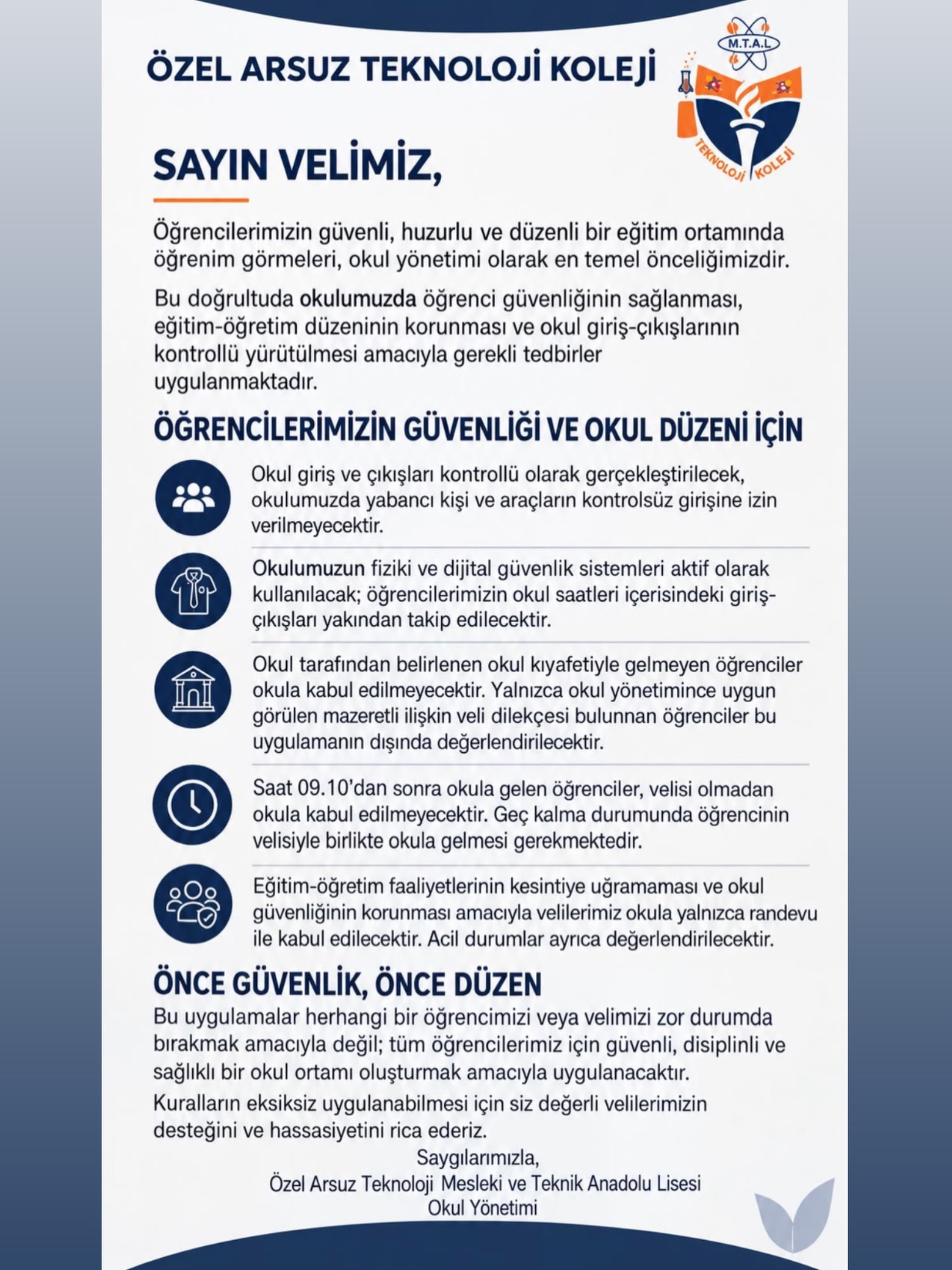 VELİLERİMİZİN DİKKATİNE !! (Instagram paylaşımından görsel)